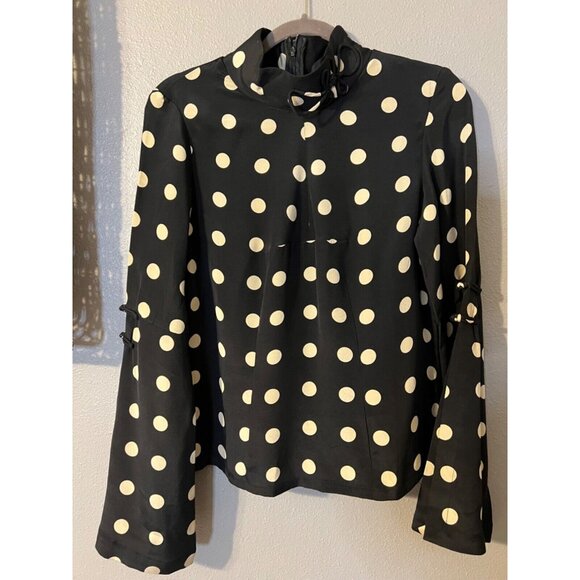 Anthropologie Claudia Patel SILK Top 4 Polka Dot Statement Sleeves NWT - Picture 13 of 14